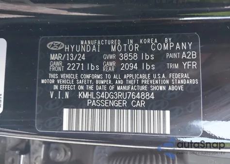 2024 Hyundai Elantra Sel from USA, damaged, VIN KMHLS4DG3RU764884